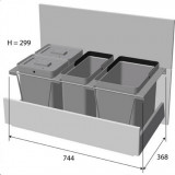 Atkritumu šķirošanas sistēma  M8 (800 mm atvilknei)***, Atkritumu konteineri