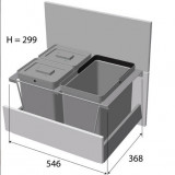 Atkritumu šķirošanas sistēma M6 (600 mm atvilknei), Atkritumu konteineri