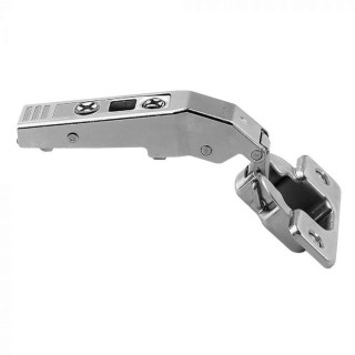 CLIP top hinges at an angle, + 45°, with spring, mounted with an overhang, Blum hinge housings at an angle