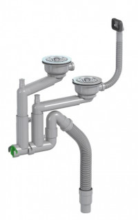 Siphon for stainless steel sink (2 outlets), Sifonai kriauklėms